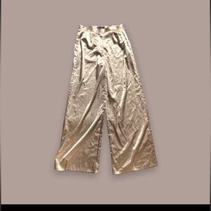 Meshki Morgan Cream Super Wide Leg Satin Pants Medium